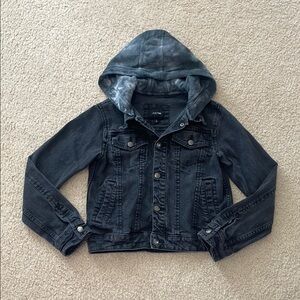 Joe’s Jeans Black Denim Kids Jean Jacket with Hood size S 8